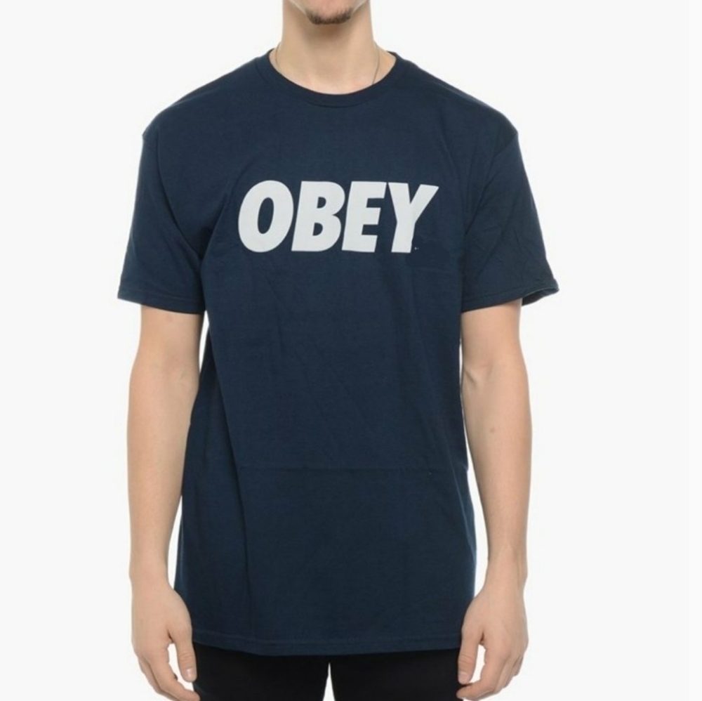 OBEY Navy Blue Short Sleeve T Shirt Size Medium